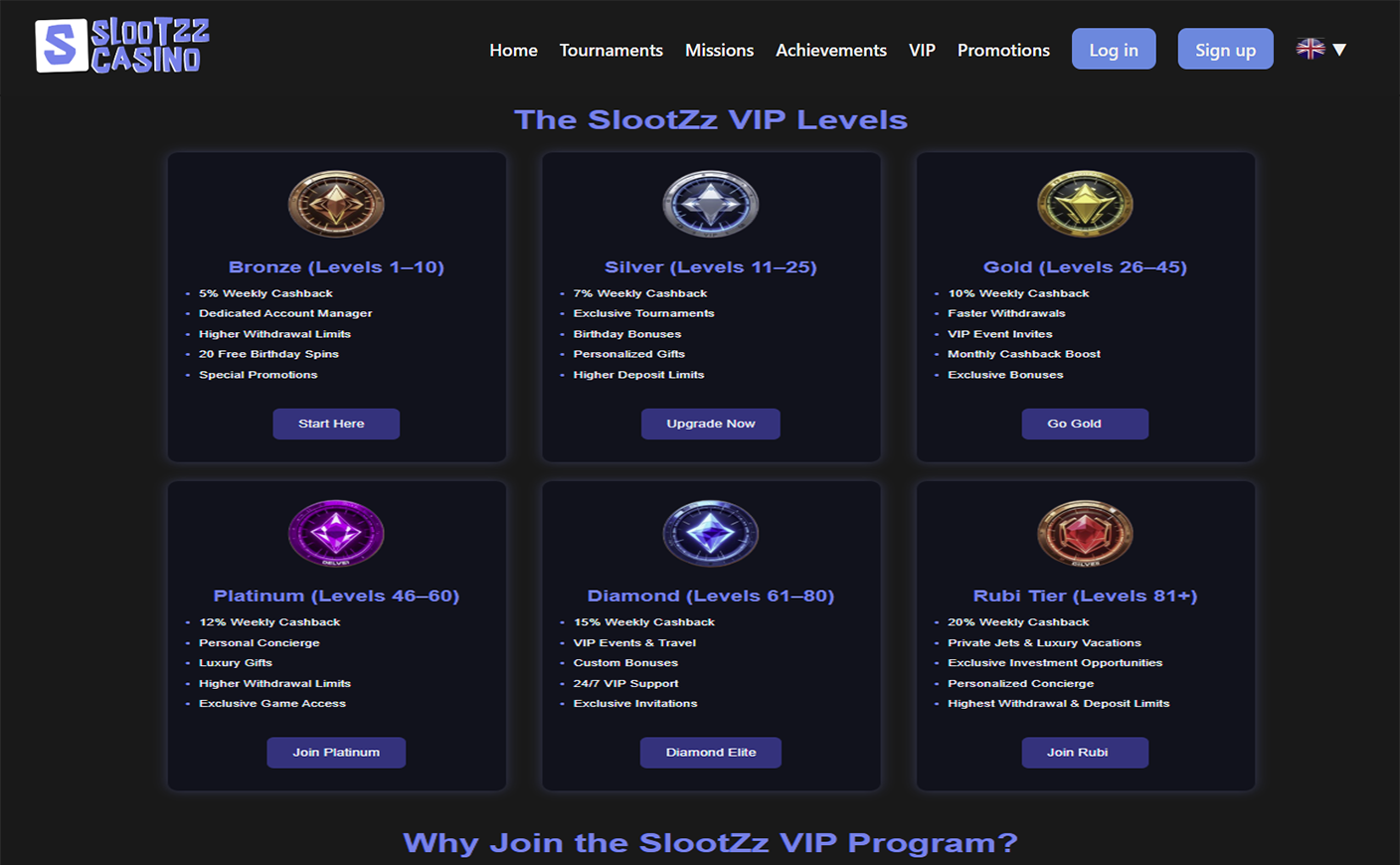 SlootZz Casino Promo Image - VIP Program