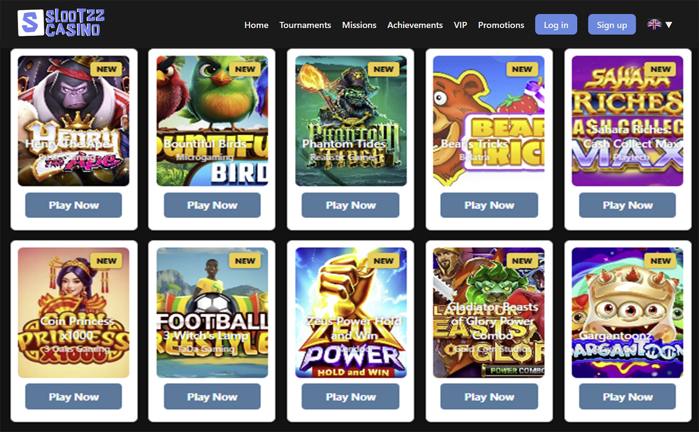 SlootZz Casino Promo Image - Games