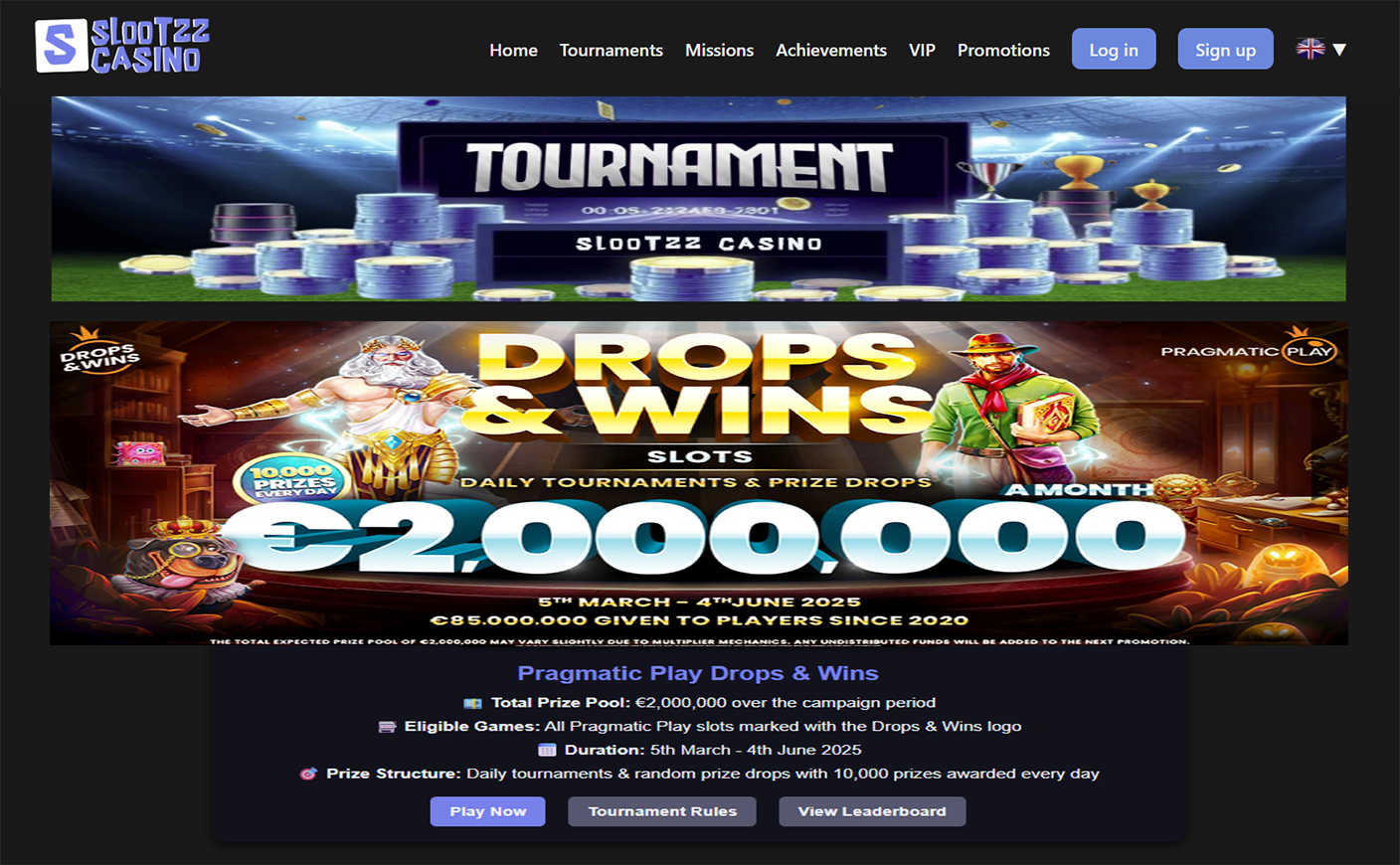 SlootZz Casino Promo Image - tournaments