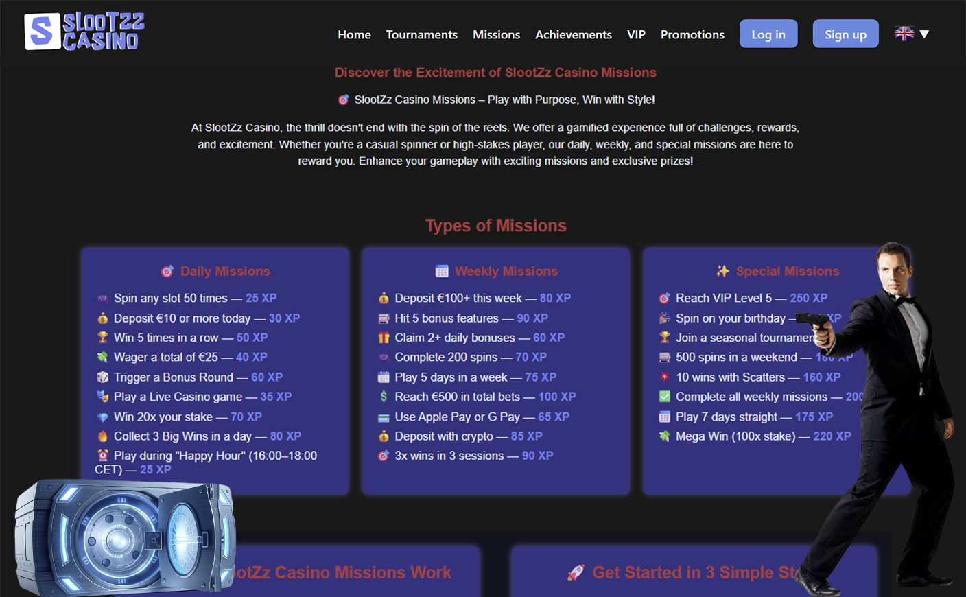 SlootZz Casino Promo Image - missions